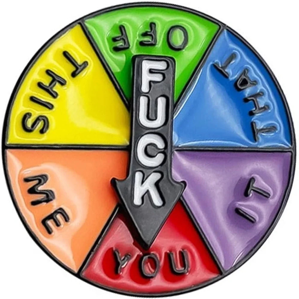 Women’s Jewelry Funny Colorful F*** Spinner Enamel Pin with 6 Words to Land On